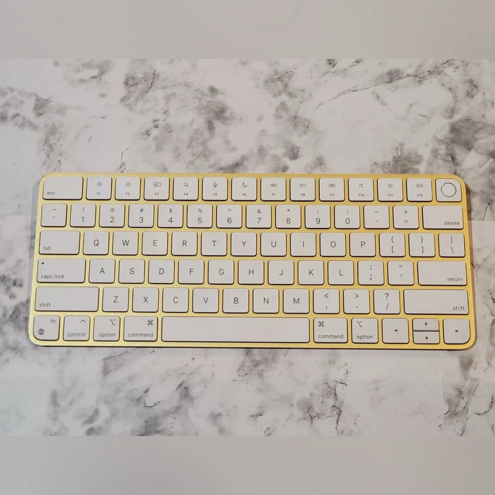 Apple Magic Keyboard Touch ID Model A2449 With Magic Mouser Yellow Gold/ White